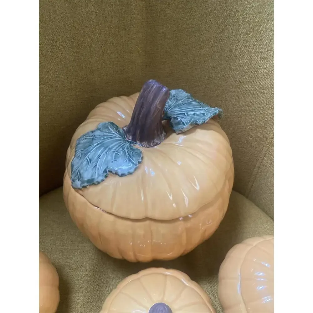 7 Williams Sonoma PUMPKIN Autumn Harvest Soup Lidded Bowls And Large Tureen